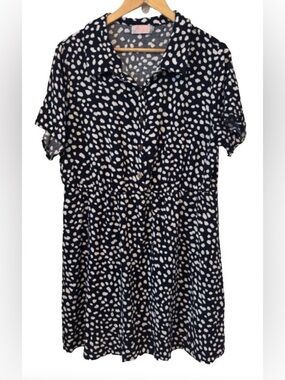 C+D+M nvy & wht polka dt s\s shrtdrss WM 1X preppy comfy casual